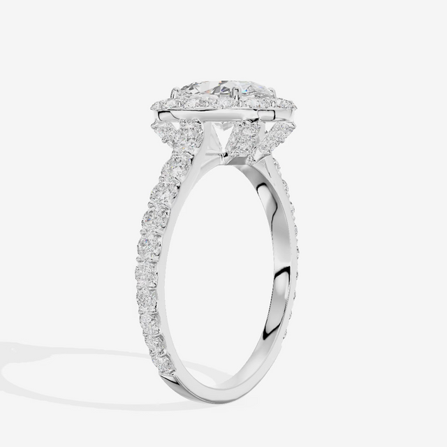 Halo Pavé Oval Engagement Ring (2.02 ct. tw.) in Platinum