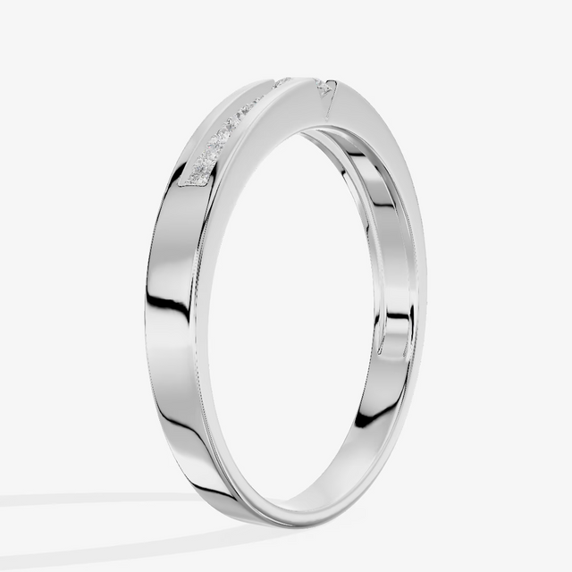 Channel Accent Flat Wedding Band (1/8 ct. tw.) in 18K White Gold
