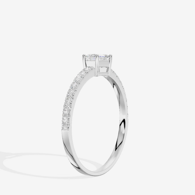 East-West Emerald Pavé Engagement Ring (1/4 ct. tw.) in 18K White Gold
