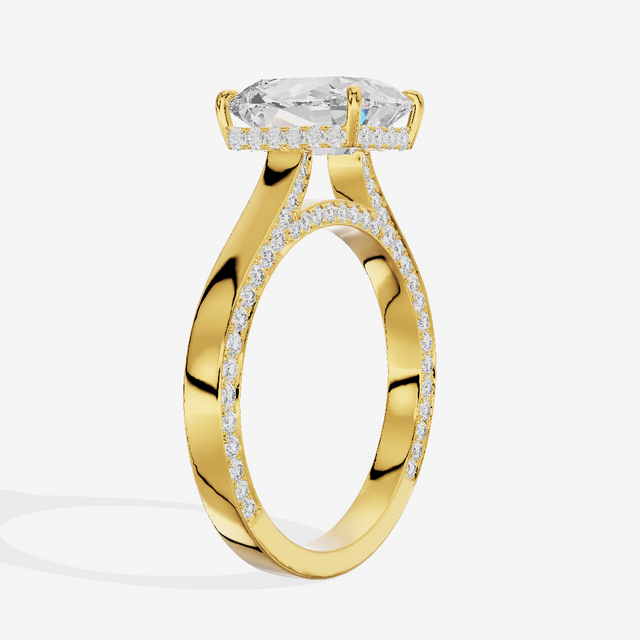 Hidden Halo Pavé Engagement Ring (3.01 ct. tw.) in 14K Yellow Gold