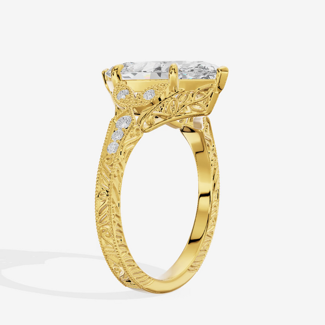 Vintage Milgrain Round Engagement Ring (3 ct. tw.) in 14K Yellow Gold