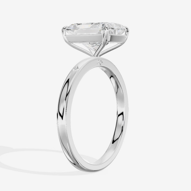 Low Profile Radiant Solitaire Engagement Ring (5.08 ct.) in 18K White Gold