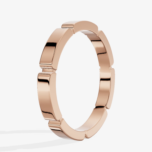 Segmented Link Gold Wedding Band in 18K Rose Gold