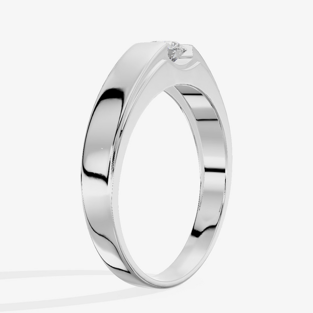 Low Profile Round Wedding Band (1/3 ct.) in 18K White Gold