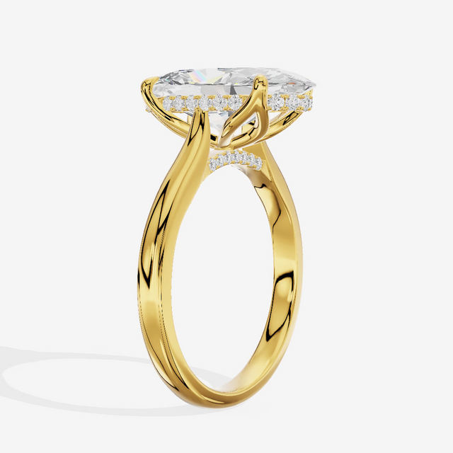 East-West Oval Twist Hidden Halo Engagement Ring (3.01 ct. tw.) in 14K Yellow Gold