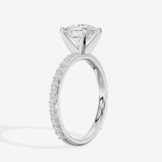 Petite Trellise Round Engagement Ring with Side Stones (1/3 ct. tw.) in Platinum
