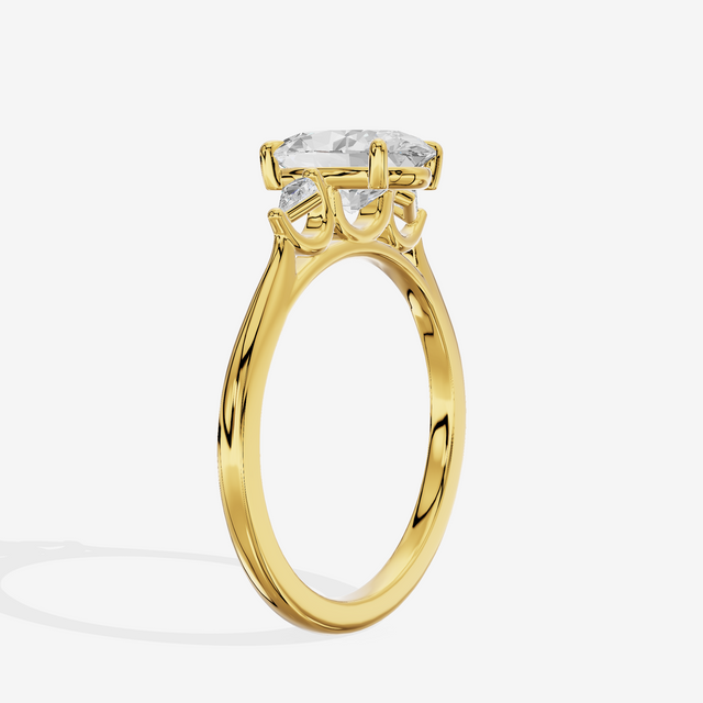 Petite Sincere Three Stone Oval Engagement Ring (1/15 ct. tw.) in 18K Yellow Gold