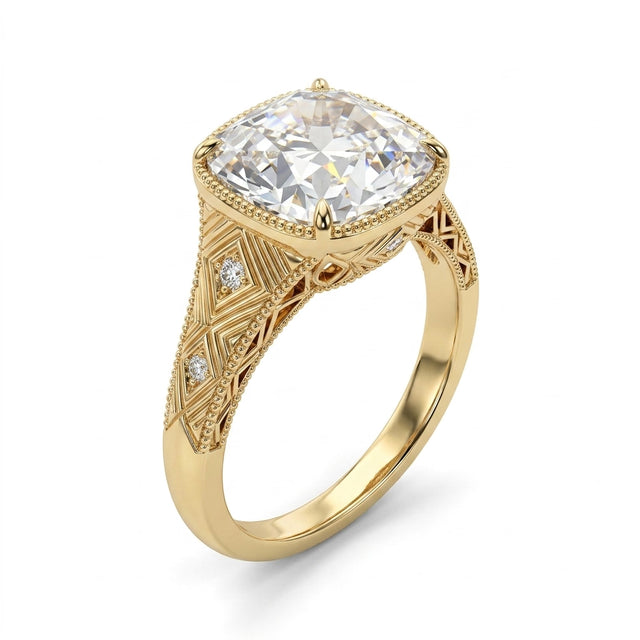 Old Mine Engagement Ring (5.05 ct. tw.) in 18K Yellow Gold