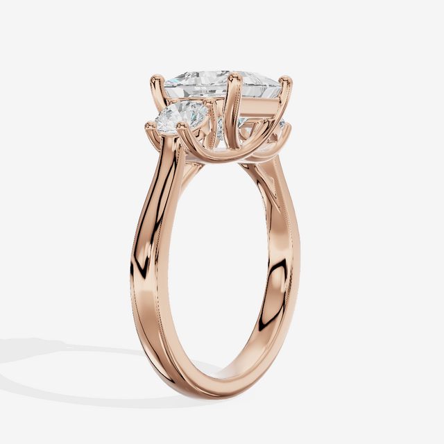 Petite Selenia Three Stone Princess Engagement Ring (1/3 ct. tw.) in 14K Rose Gold