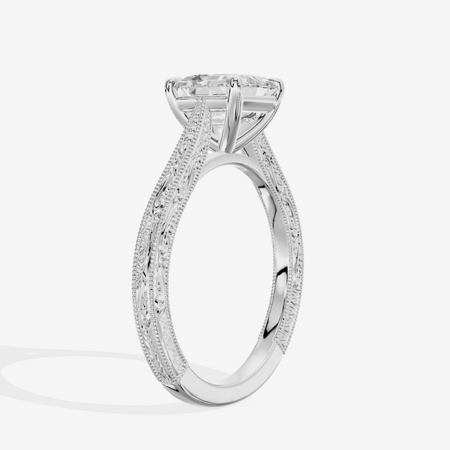 Vintage Vowsae Asscher Engagement Ring in Platinum