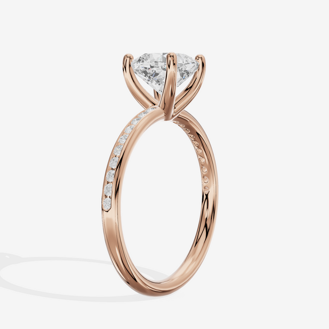 Classic Trellise Cushion Engagement Ring with Side Stones (1/8 ct. tw.) in 18K Rose Gold
