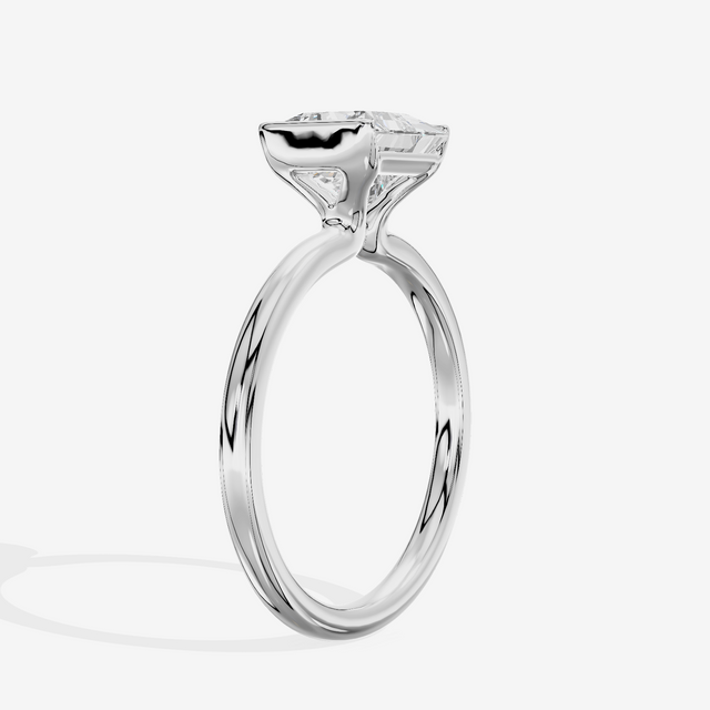 Sincere Bezel 1.8mm Princess Solitaire Engagement Ring in 18K White Gold