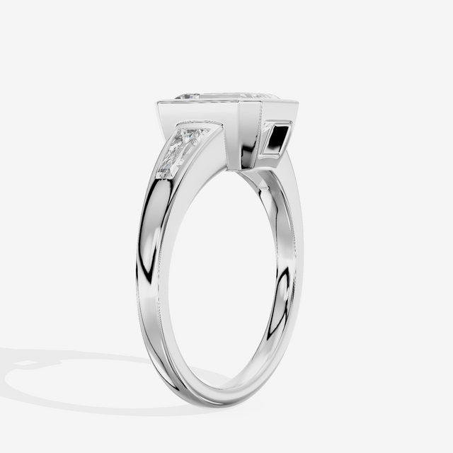 Modern Triade Emerald Three Stone Engagement Ring (1/2 ct. tw.) in Platinum