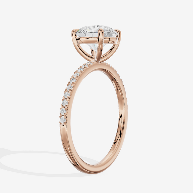 Tender Vowsae Round Engagement Ring with Side Stones (1/8 ct. tw.) in 14K Rose Gold