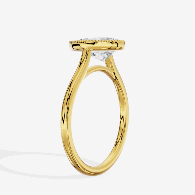 Modern Coeurine 1.5mm Pear Bezel Engagement Ring in 14K Yellow Gold