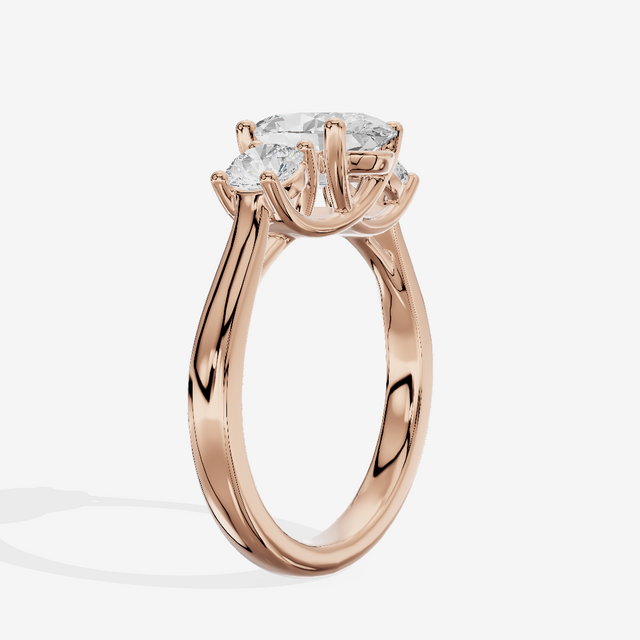 Petite Selenia Three Stone Oval Engagement Ring (1/3 ct. tw.) in 18K Rose Gold