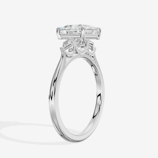 Petite Sincere Three Stone Princess Engagement Ring (1/15 ct. tw.) in Platinum