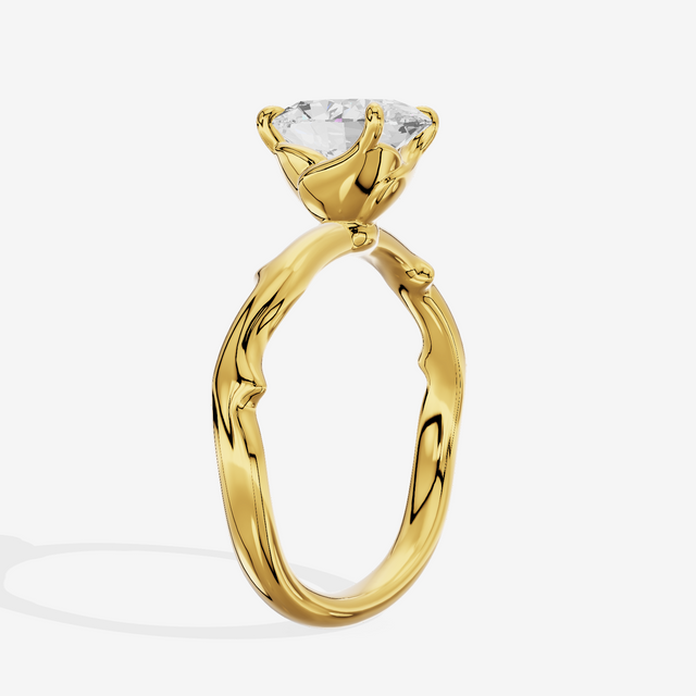 Vowsae Cathedral 2.2mm Oval Solitaire Engagement Ring in 14K Yellow Gold