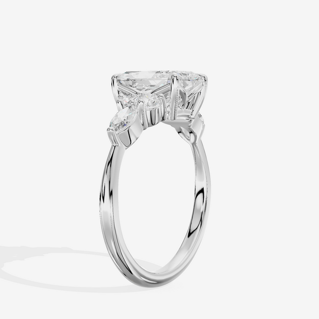 Luxe Vowsae Radiant Engagement Ring with Side Stones (2/5 ct. tw.) in 18K White Gold