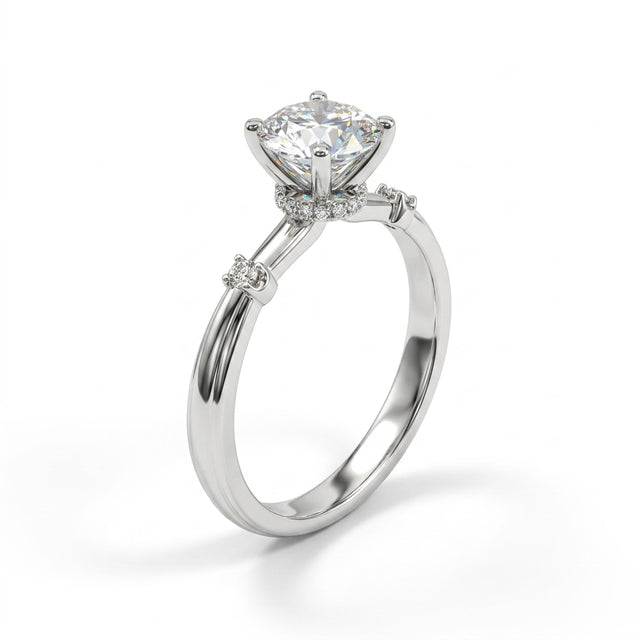 Hidden Halo Round Engagement Ring (1.02 ct. tw.) in 18K White Gold