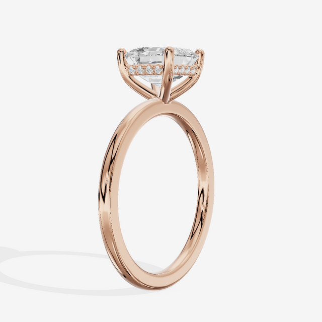 Vowsae Hidden Halo Asscher Engagement Ring (1/20 ct. tw.) in 18K Rose Gold