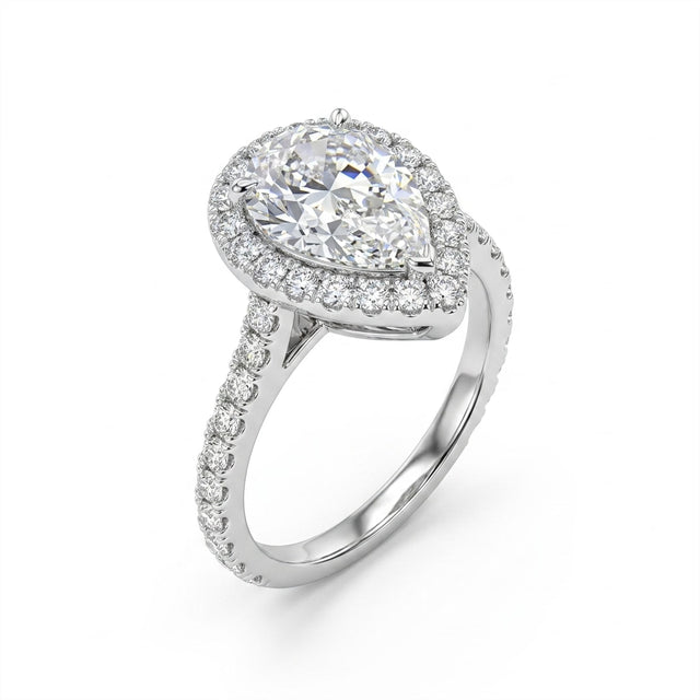 Halo Pavé Pear Engagement Ring (1.59 ct. tw.) in 18K White Gold