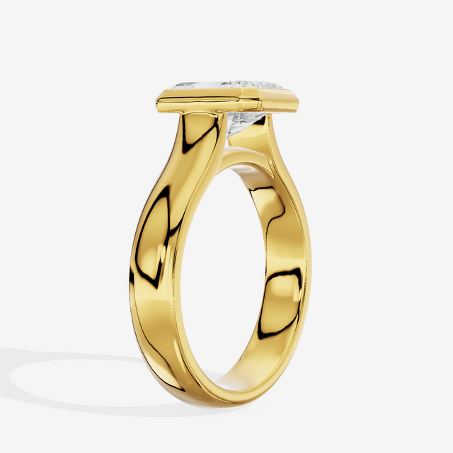 Cherubine 4mm Radiant Bezel Engagement Ring in 18K Yellow Gold