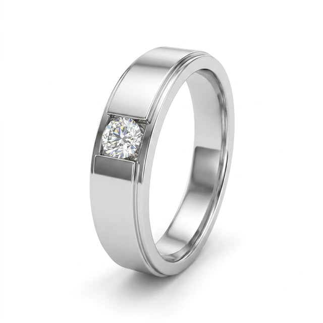 Low Profile Round Wedding Band (1/3 ct.) in 18K White Gold