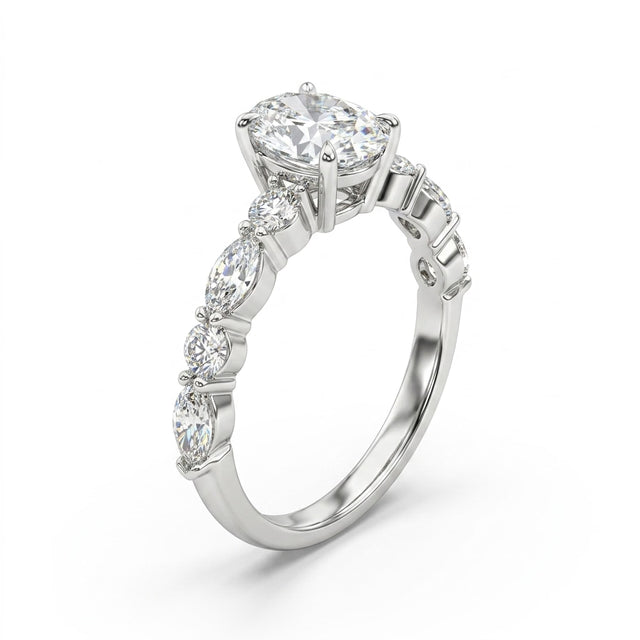 Solitaire Oval Engagement Ring (1.52 ct. tw.) in 18K White Gold