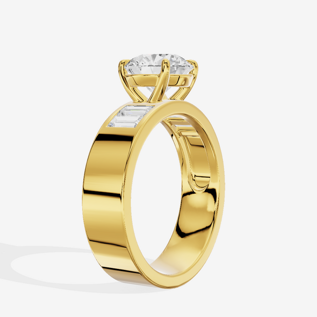 Grand Sincere Round Engagement Ring with Side Stones (3/5 ct. tw.) in 14K Yellow Gold