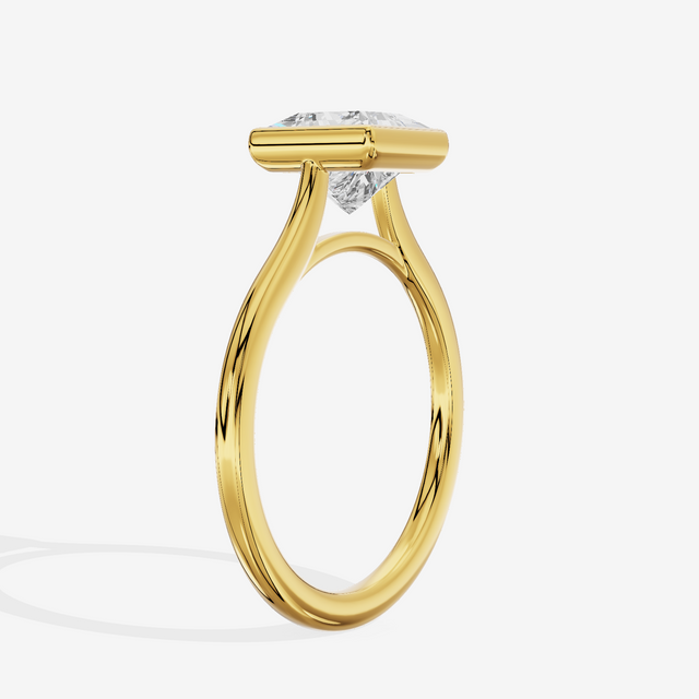 Petite Vowsae 1.5mm Princess Bezel Engagement Ring in 14K Yellow Gold