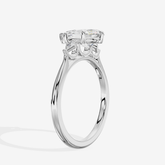 Petite Sincere Three Stone Pear Engagement Ring (1/15 ct. tw.) in Platinum