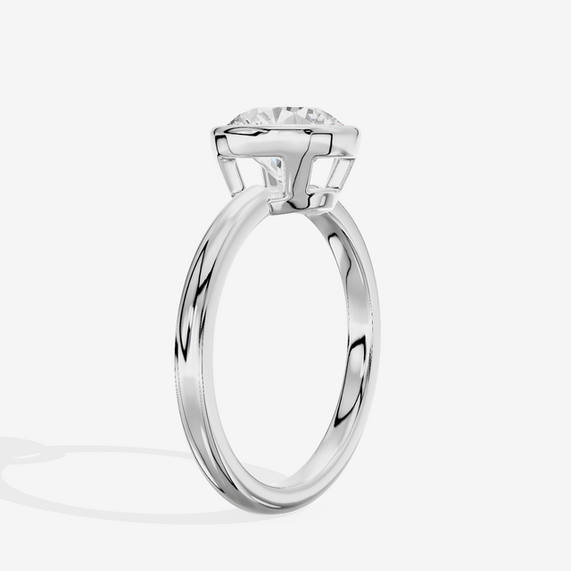 Tensare Bezel 2mm Round Solitaire Engagement Ring in Platinum