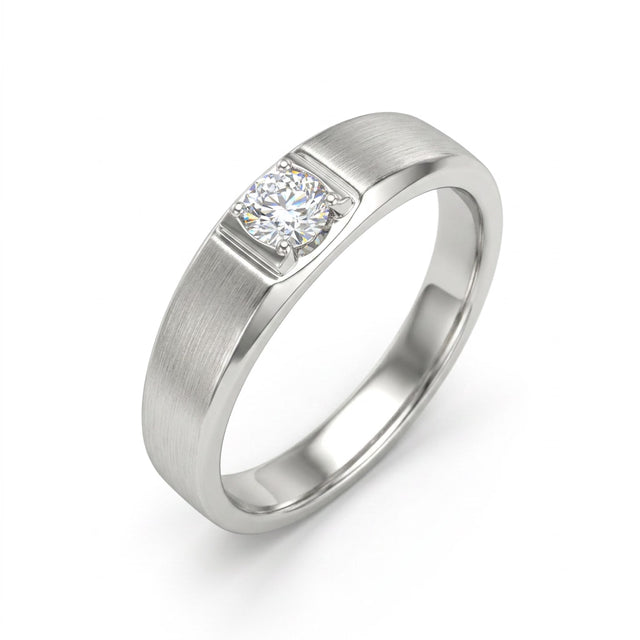 Low Profile Round Wedding Band (1/6 ct.) in 18K White Gold
