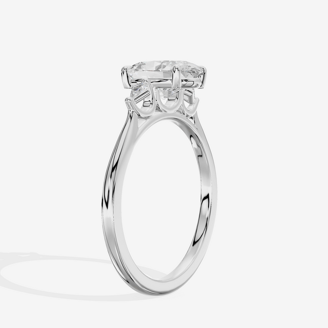 Petite Sincere Three Stone Oval Engagement Ring (1/15 ct. tw.) in 14K White Gold