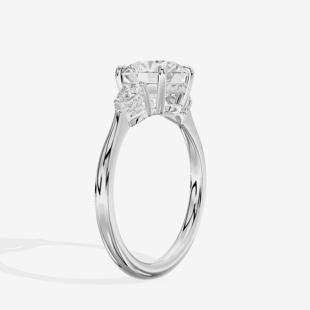 Petite Vowsae Three Stone Round Engagement Ring (1/4 ct. tw.) in 14K White Gold