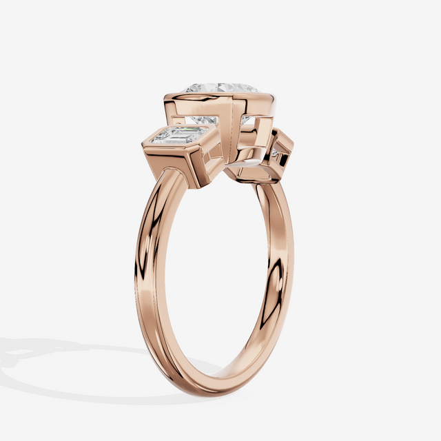 Selenia Three Stone Cushion Engagement Ring (1/2 ct. tw.) in 14K Rose Gold