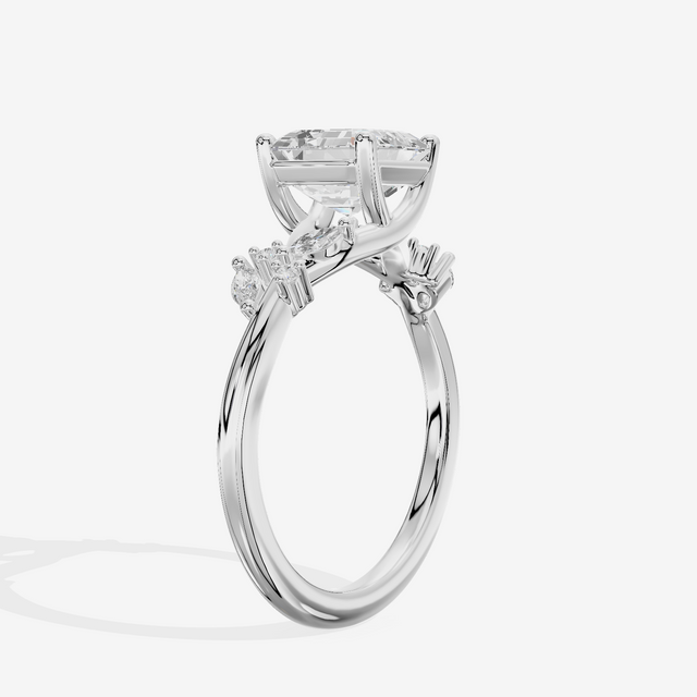 Vintage Trueheart Asscher Engagement Ring (1/6 ct. tw.) in 18K White Gold