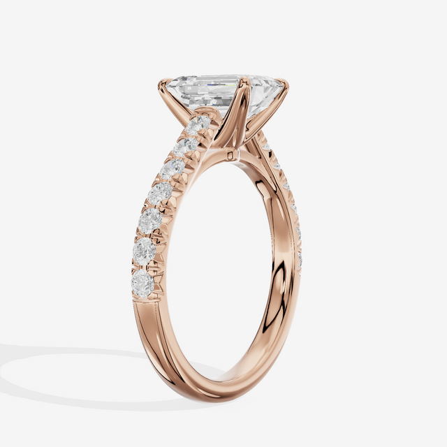 Whispered Sincere Emerald Engagement Ring with Side Stones (2/5 ct. tw.) in 14K Rose Gold