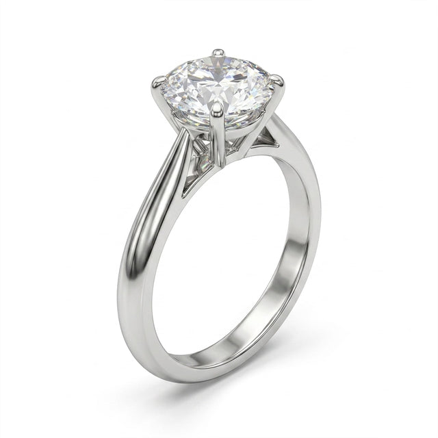 Cathedral Solitaire Round Engagement Ring (2.08 ct.) in Platinum