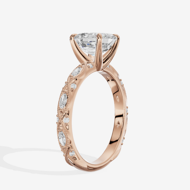 Vintage Whisper Asscher Engagement Ring (1/4 ct. tw.) in 14K Rose Gold