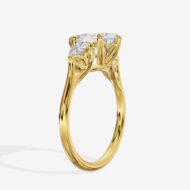 Grand Vowsae Three Stone Pear Engagement Ring (2/5 ct. tw.) in 14K Yellow Gold