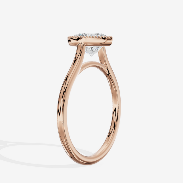 Modern Coeurine 1.5mm Heart Bezel Engagement Ring in 14K Rose Gold