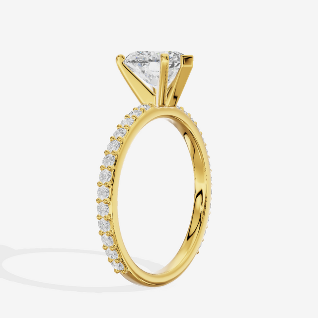 Petite Trellise Heart Engagement Ring with Side Stones (1/3 ct. tw.) in 14K Yellow Gold