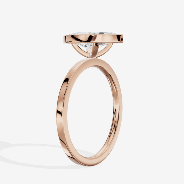 One of One Classic 1.5mm Marquise Bezel Engagement Ring in 14K Rose Gold
