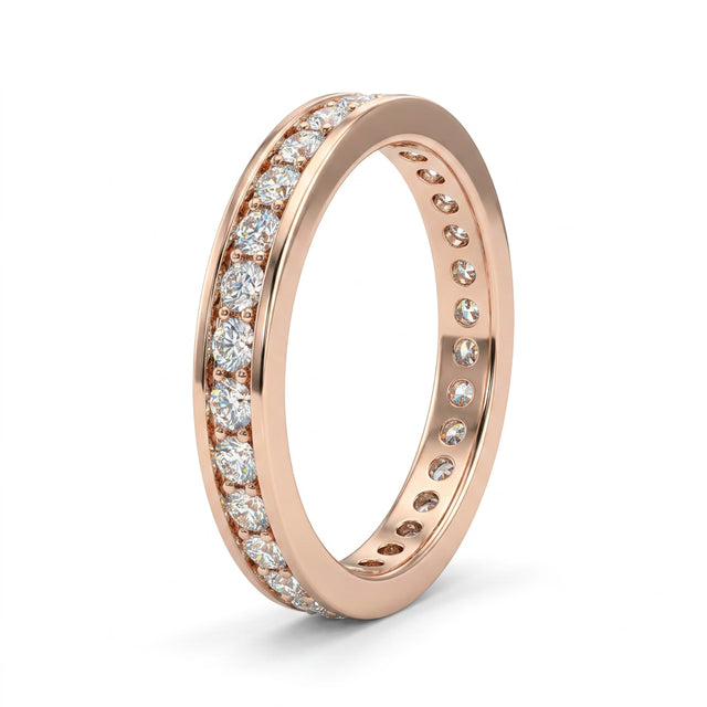 Low Profile Eternity Round Wedding Band (1/10 ct. tw.) in 18K Rose Gold