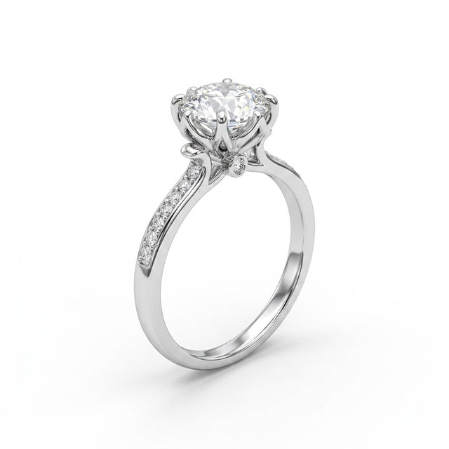 Halo Pavé Round Engagement Ring (5/8 ct. tw.) in 18K White Gold