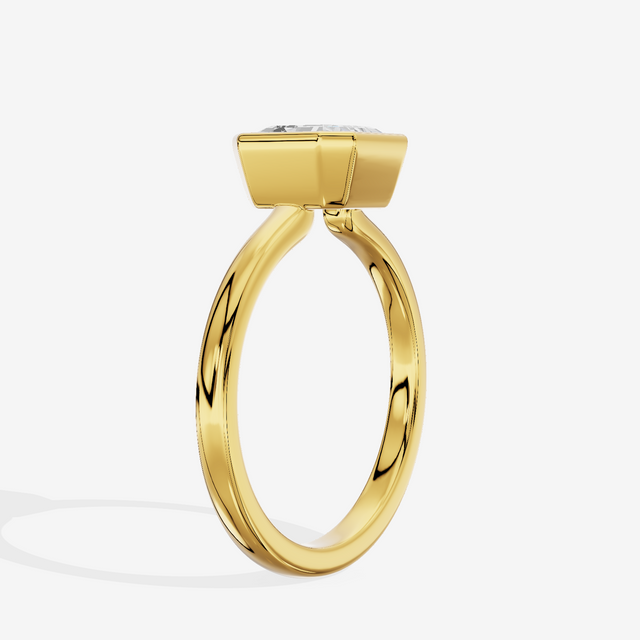 Trellise Bezel 2mm Asscher Solitaire Engagement Ring in 14K Yellow Gold