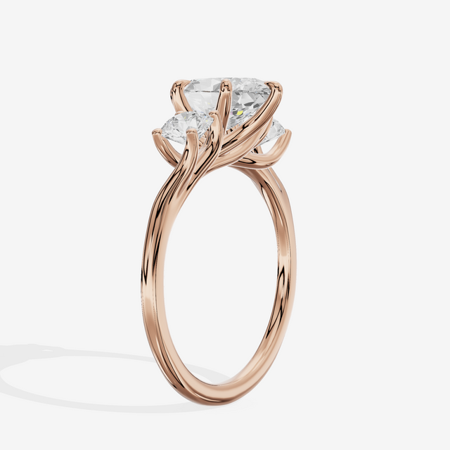Luxe Vowsae Three Stone Oval Engagement Ring (1/2 ct. tw.) in 14K Rose Gold
