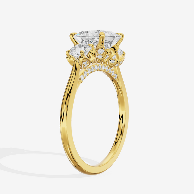 Royal Sincere Three Stone Princess Engagement Ring (2/3 ct. tw.) in 18K Yellow Gold